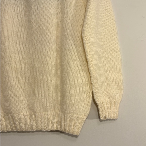 Handknit One of a Kind Handmade Cream + Blue Fair Isle Norwegian Style Cardigan - Picture 10 of 16